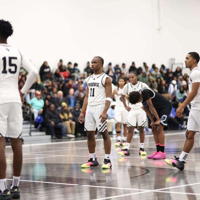 High school basketball players in a gym
