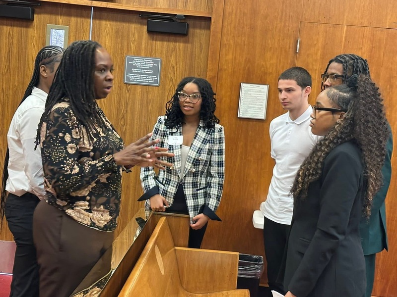 Students at mock court trial