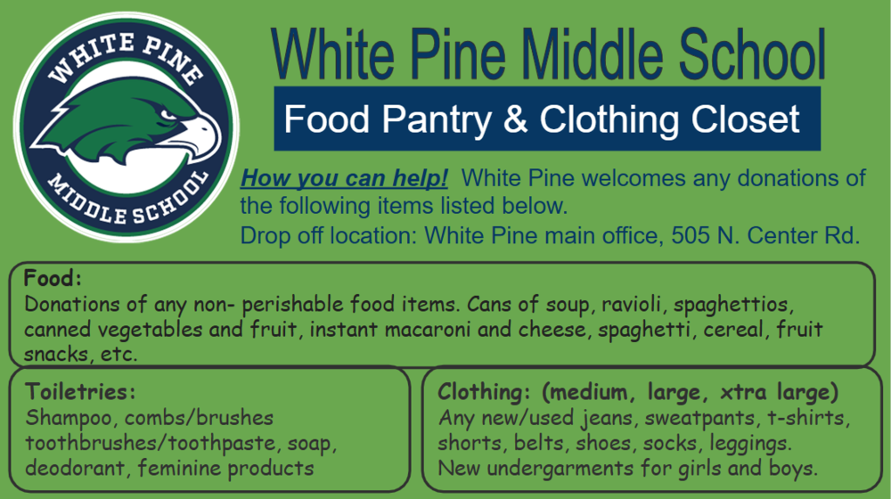 white pine food pantry graphic
