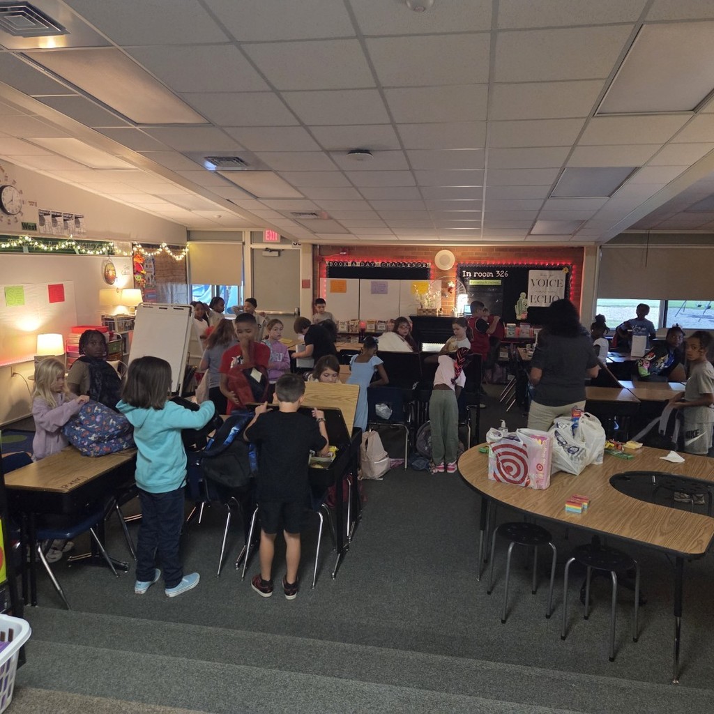 students organizing supplies