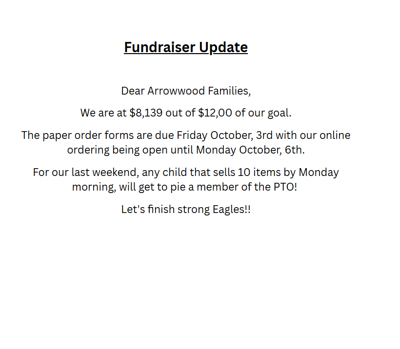 fundraiser update