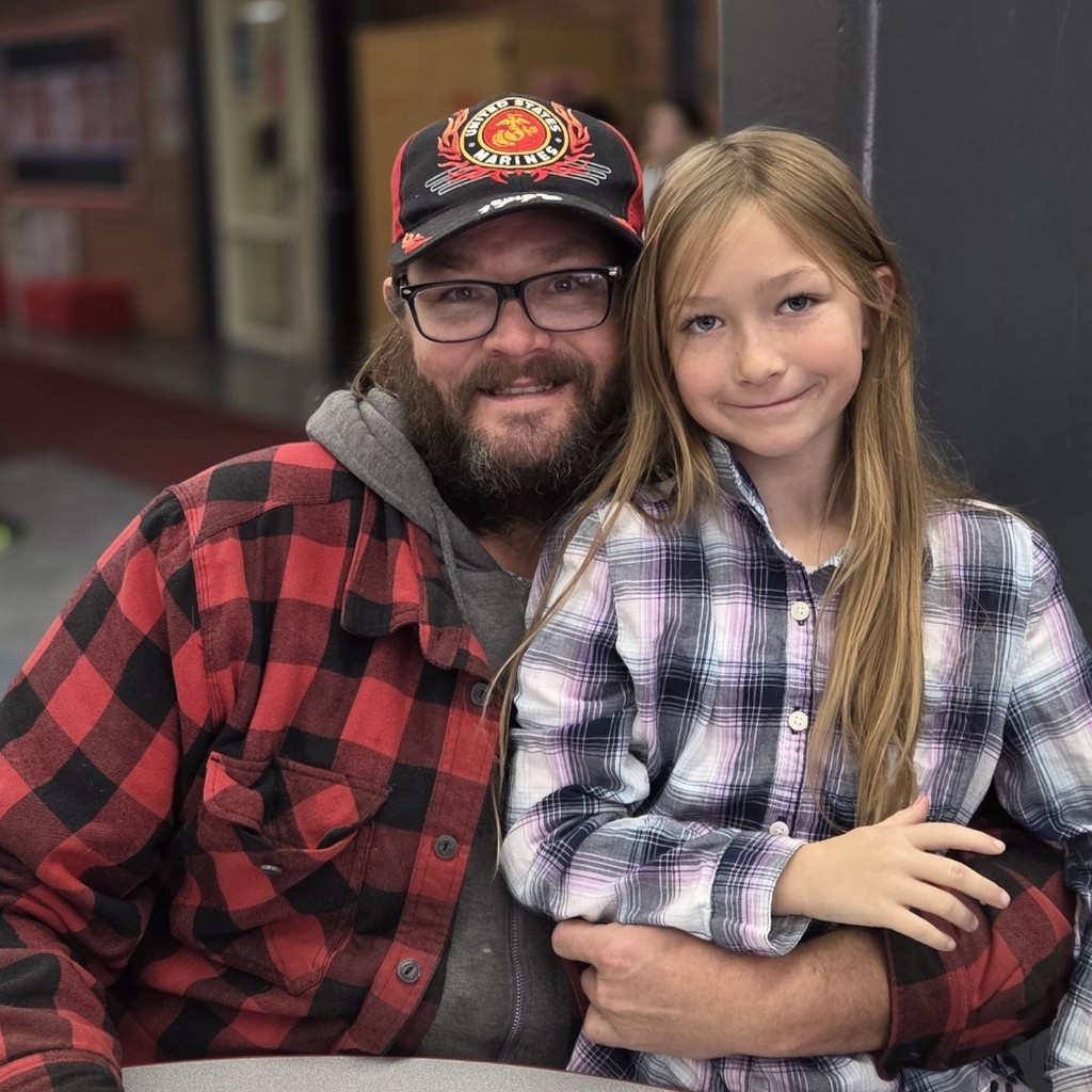 student with Marines veteran