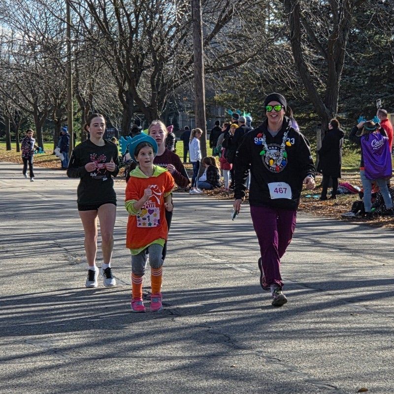 girl and mom running