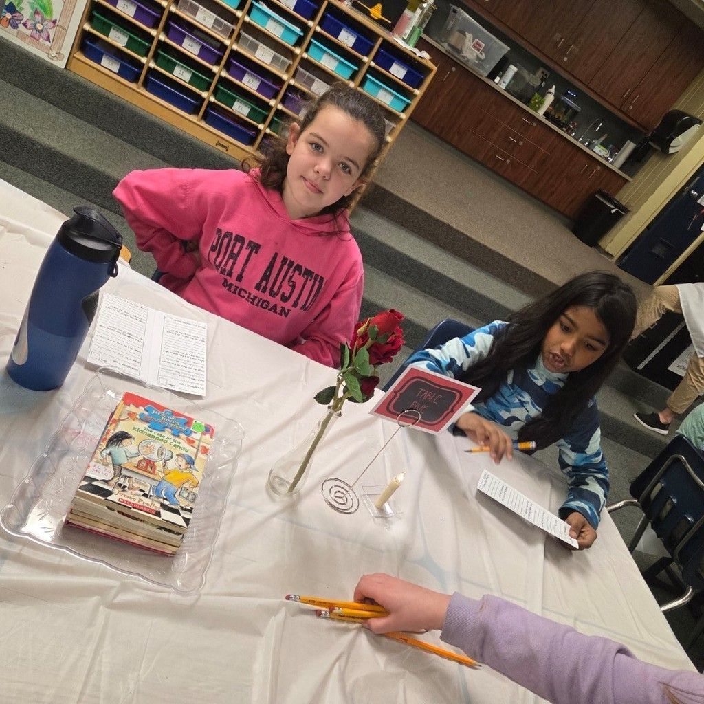 two students at table