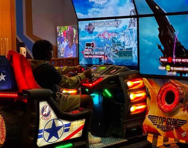kid playing a video game