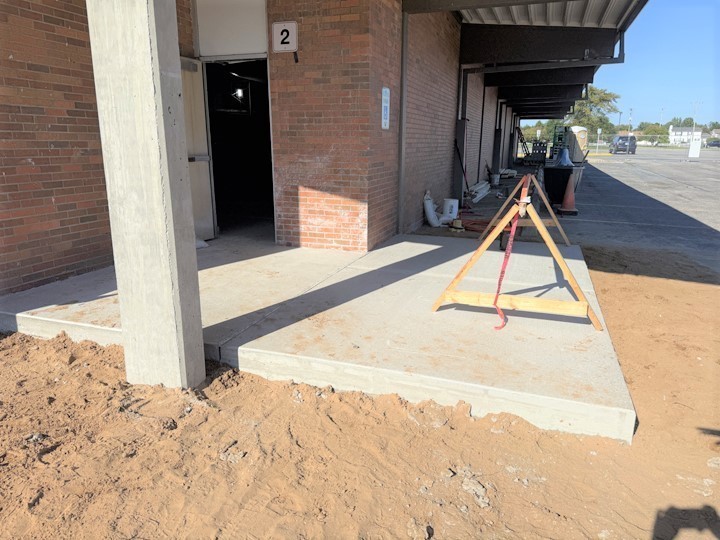new entrance with concrete slab
