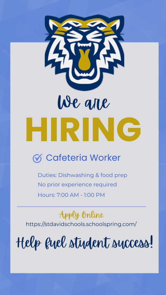 We are hiring Cafeteria Worker dishwashing and food prep no prior experience required