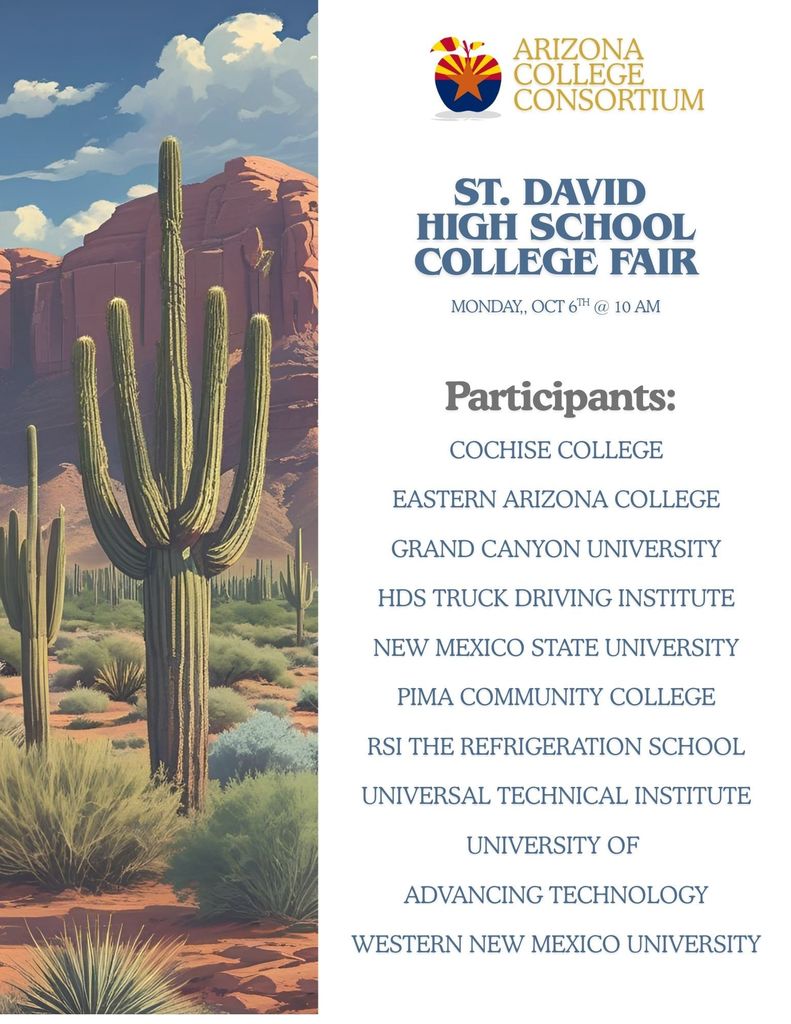 St. David High School College Fair Monday Oct. 6 at 10 AM