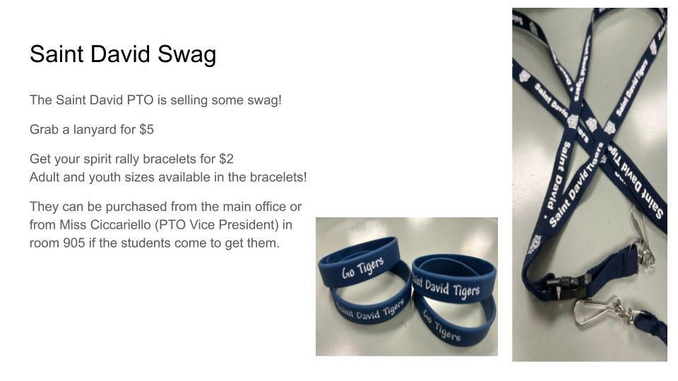 PTO Spirit Rally Bracelets and Tiger Lanyards