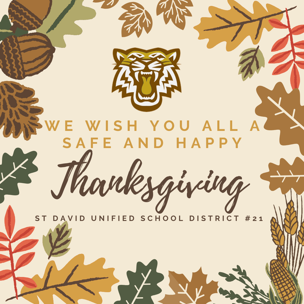 We wish you all a safe and happy Thanksgiving St. David Unified School District #21