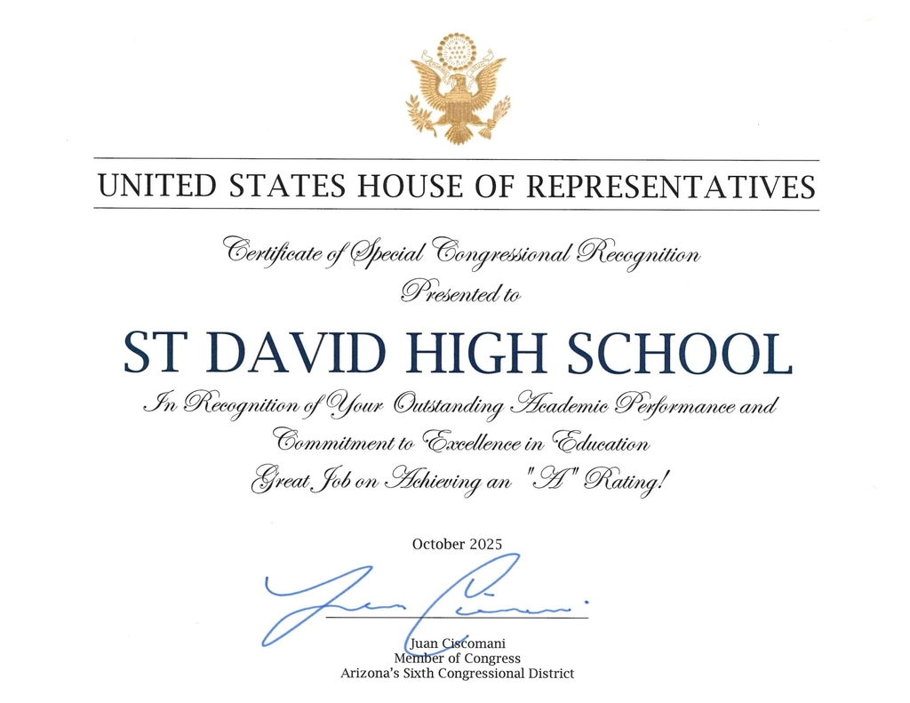 United States House of Representatives Certificate of Special Congressional Recognition