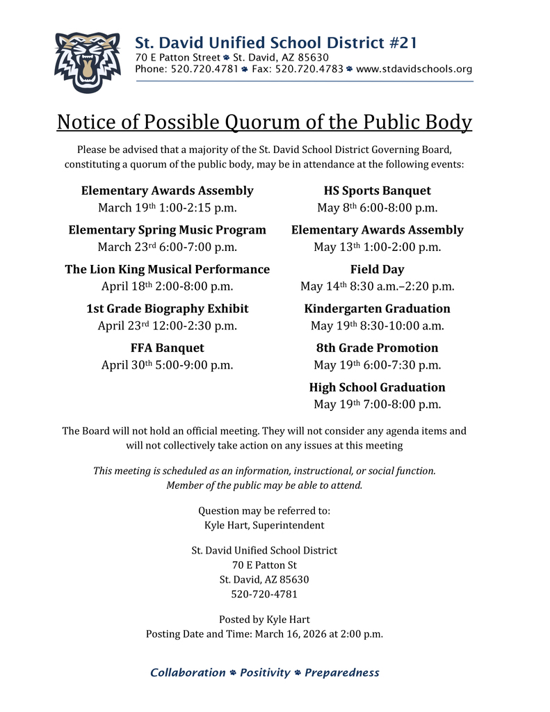 Notice of Possible Quorum of the Public Body
