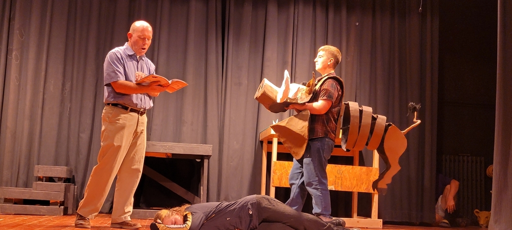 Drama teacher and student