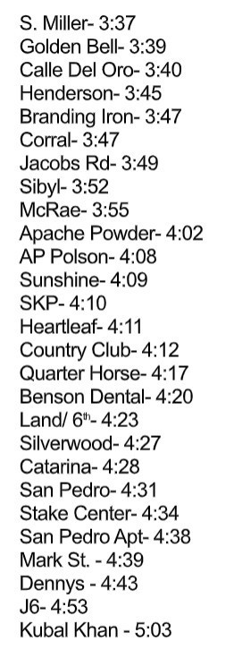 For list of stops and times see transportation page of school website