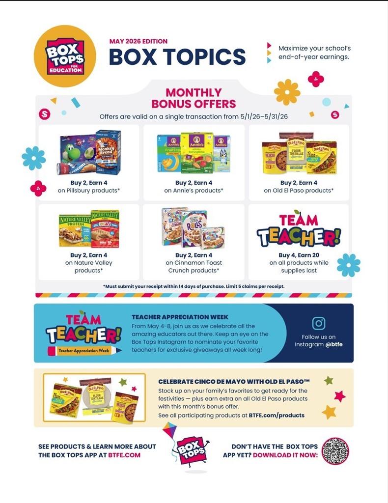 Box Tops for Education May newsletter