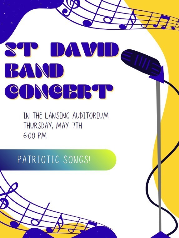 Band Concert Thursday May 7 at 6pm Lansing Auditorium