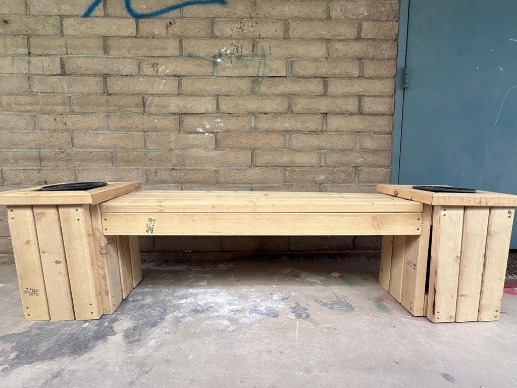 bench with planter boxes