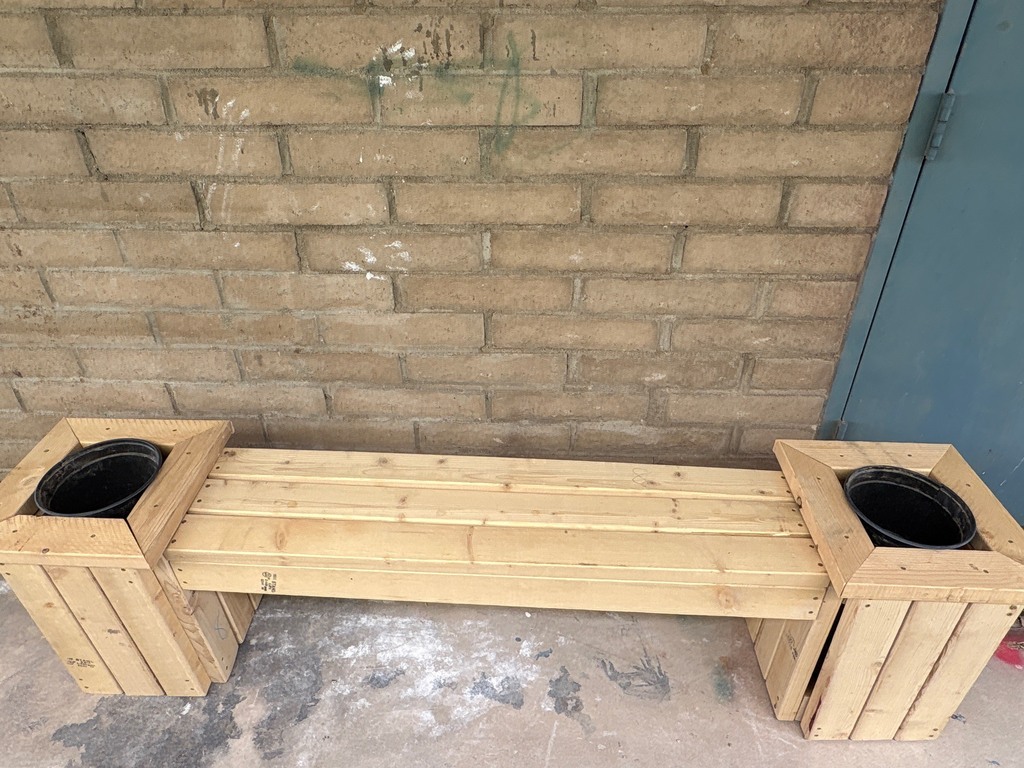 Bench with planter boxes
