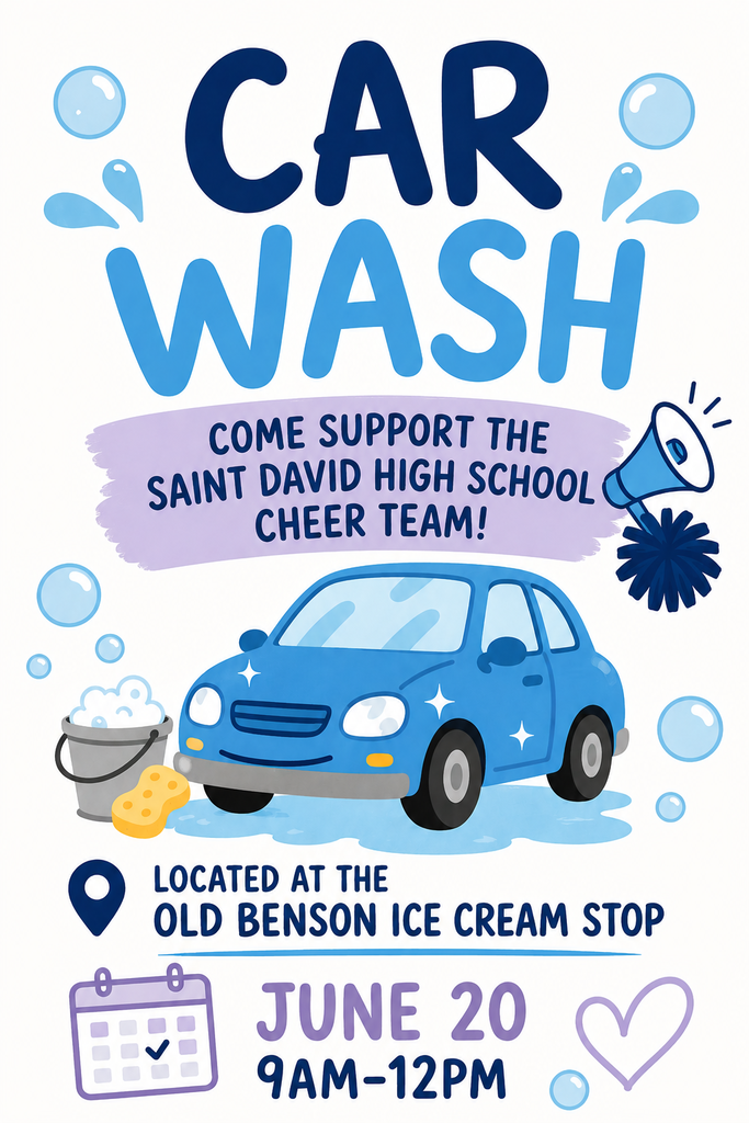 St. David Cheer Car Wash today Saturday June 20 9am -12noon at Benson ice cream