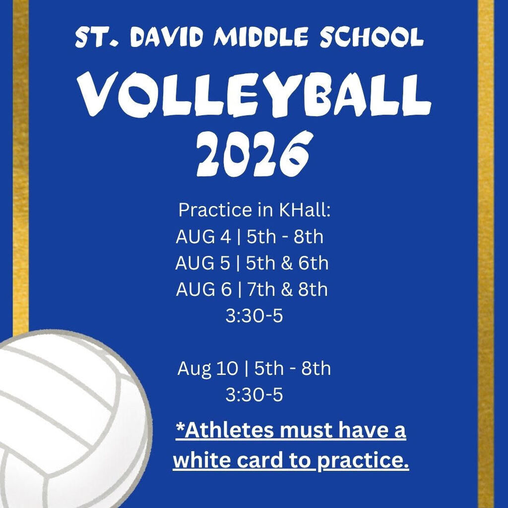 St. David Middle School Volleyball Practice Schedule