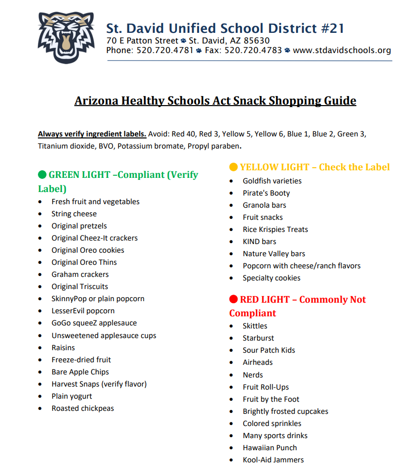 Healthy Schools Act Shopping Guide