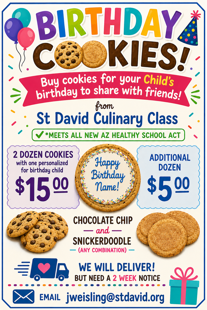 Order Birthday Cookies, contact Mrs. Weisling