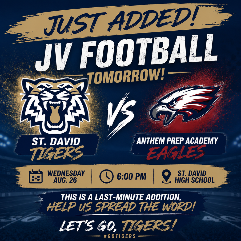 Just added JV Football tomorrow 8/26