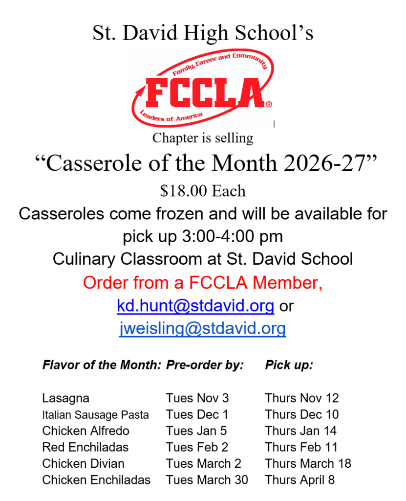 Casserole of the Month Flyer