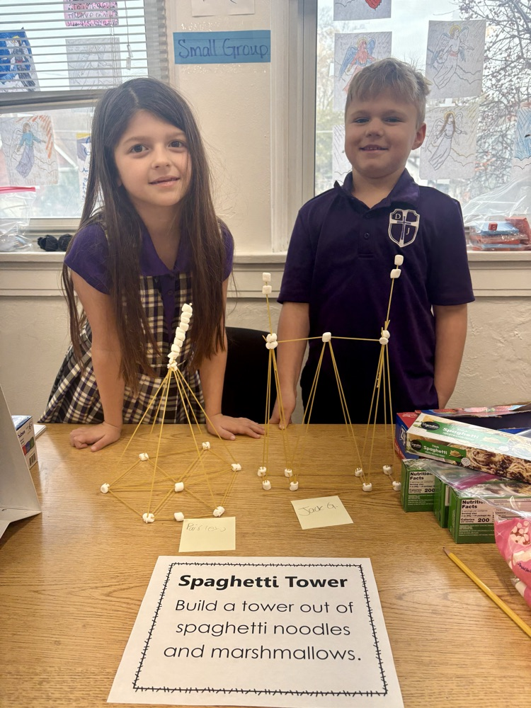Paisley Judy and Jack Grabowski comparing their towers!