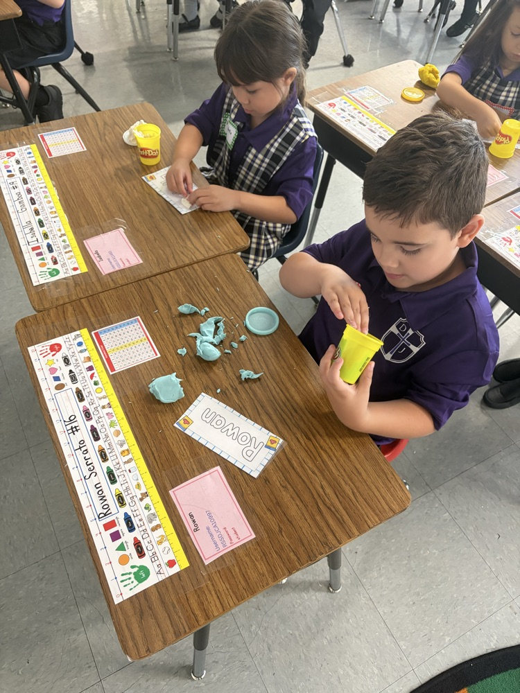 kindergarten doing play-Doh