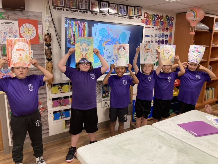 Crazy Hair Portraits by 1st - 3rd grades. I’Art