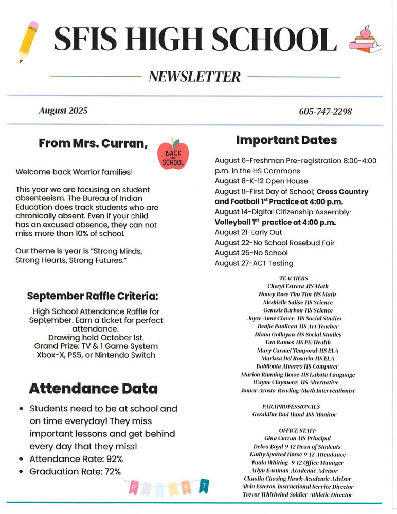 HS August Newsletter