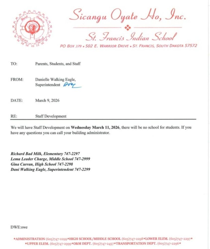 No School on Wednesday