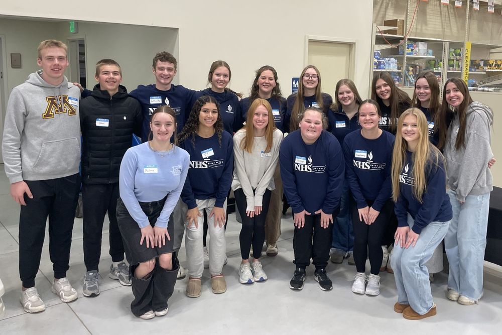 SPHS NHS members at Shop with a Hero event