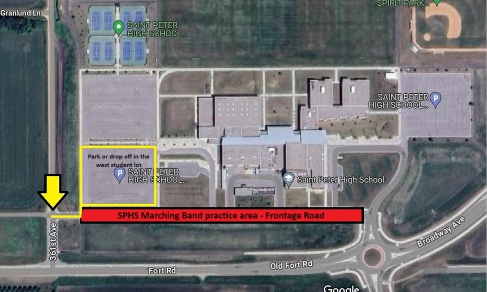 SPHS Marching Band practice route map