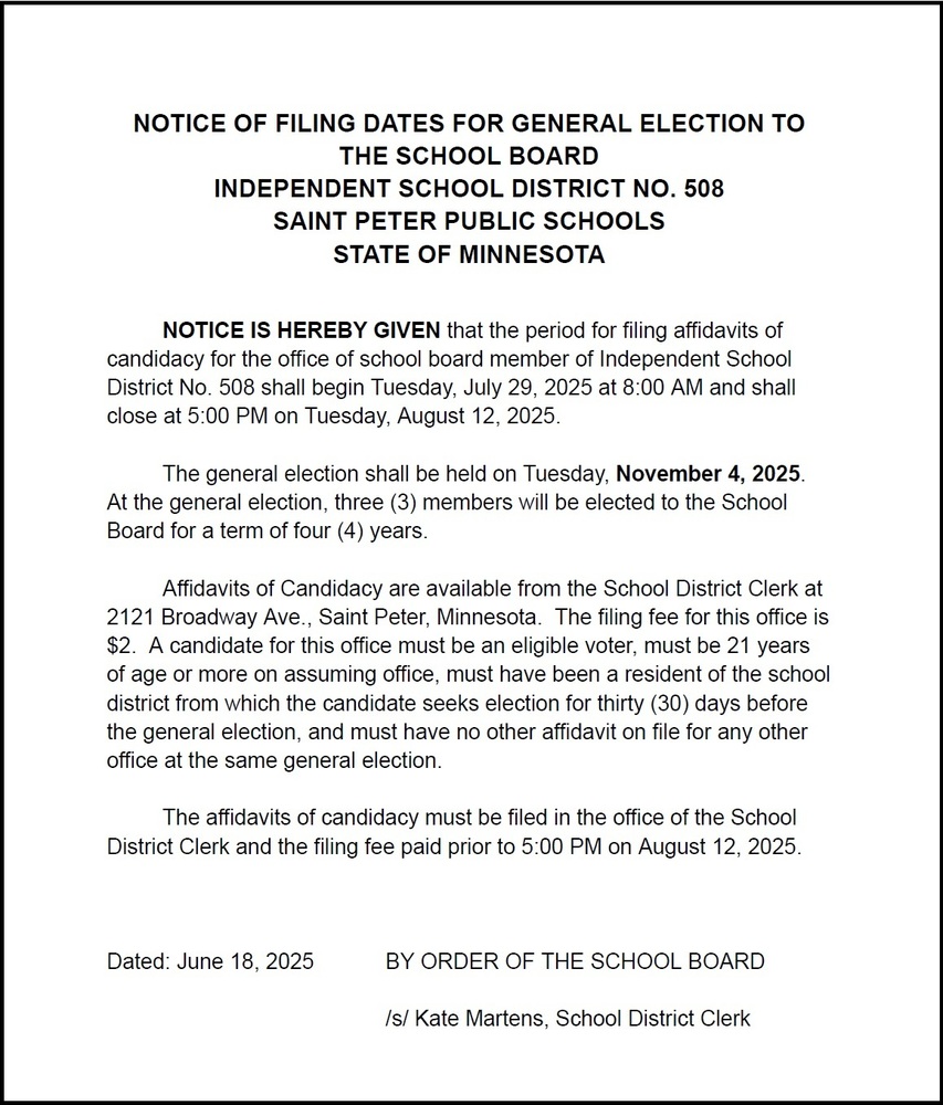 School Board filing notice