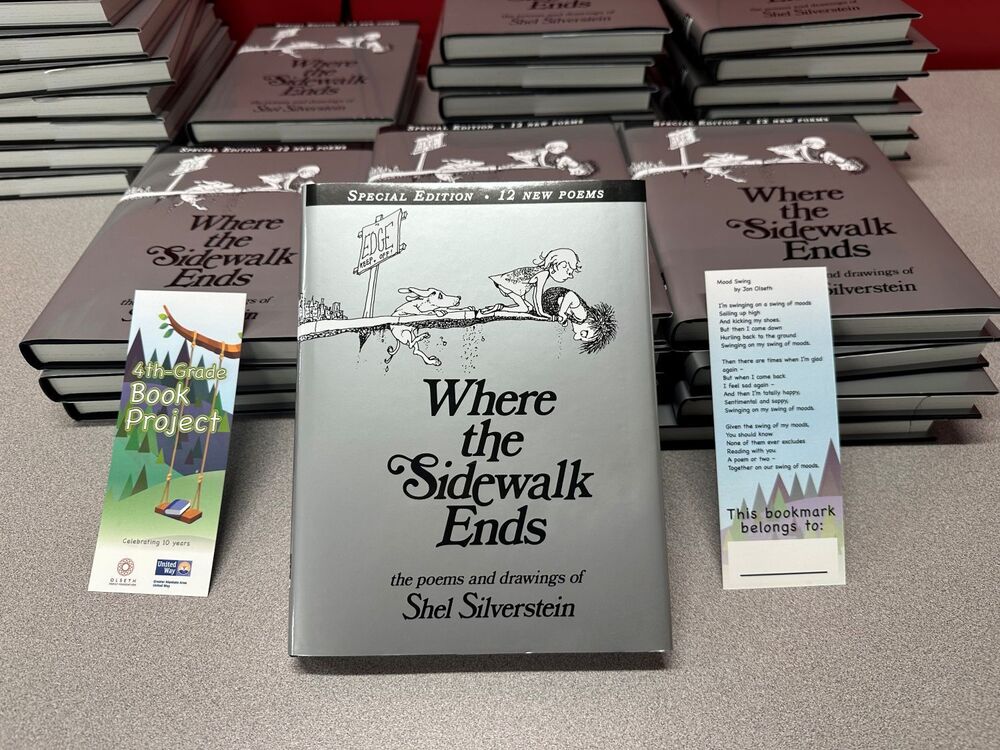 Copy of Shel Silversteins's "Where the Sidewalk Ends" were donated to North fourth graders this week