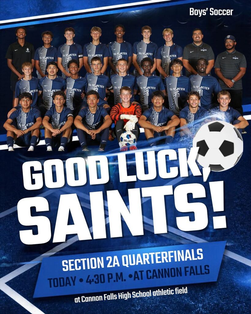 Saints' boys soccer good luck graphic