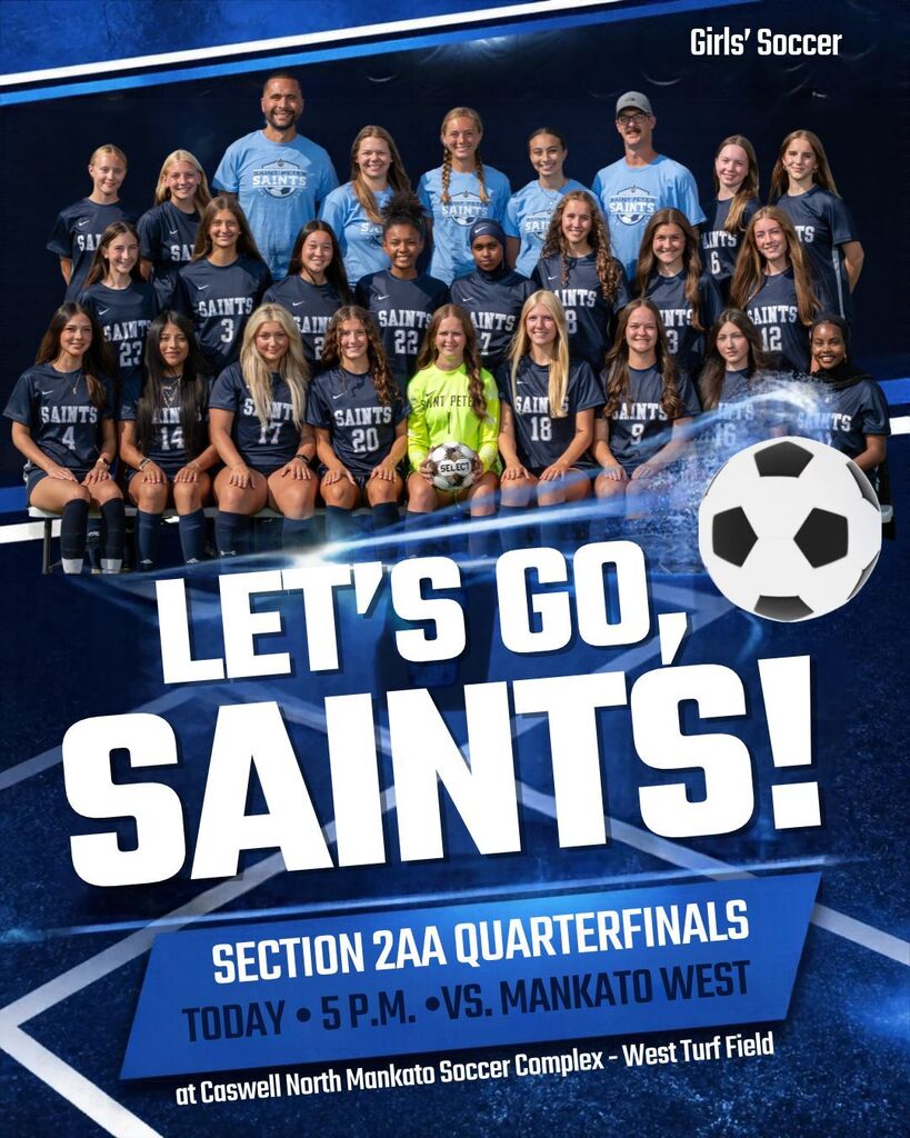 Saints' girls soccer good luck graphic