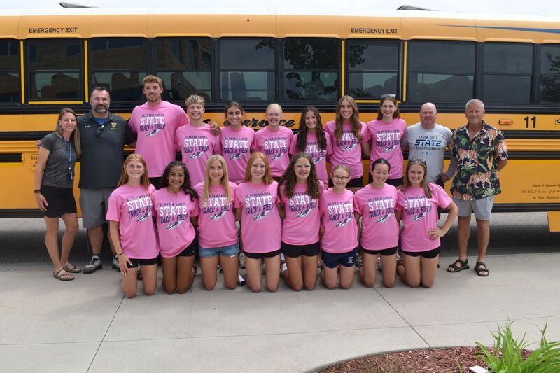 Saints' state-bound track & field athletes and their coaches