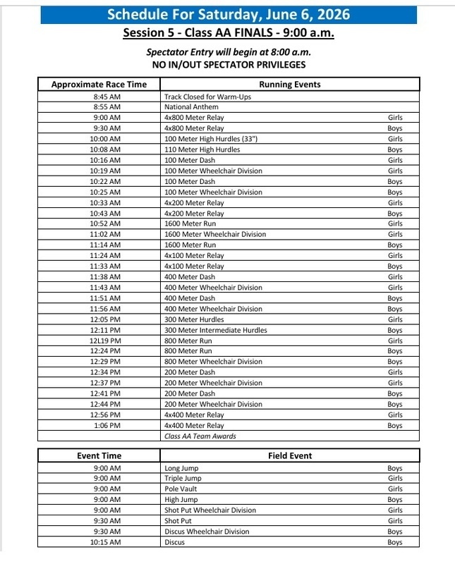 MN State Class AA Track Schedules