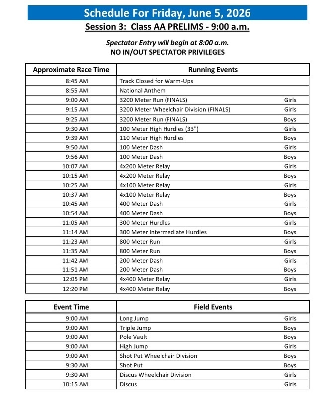 MN State Class AA Track Schedules