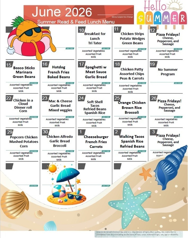 Summer Read & Feed lunch menu (June 2026)