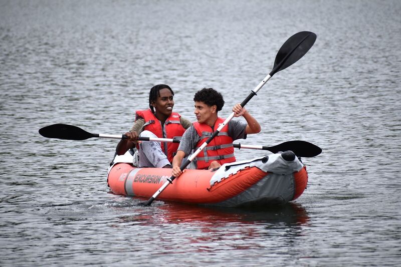 SPPS students kayaking at Hallet's Pond