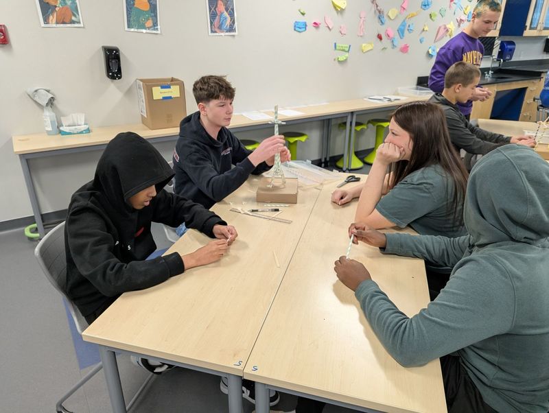 SPHS science class earthquake testing