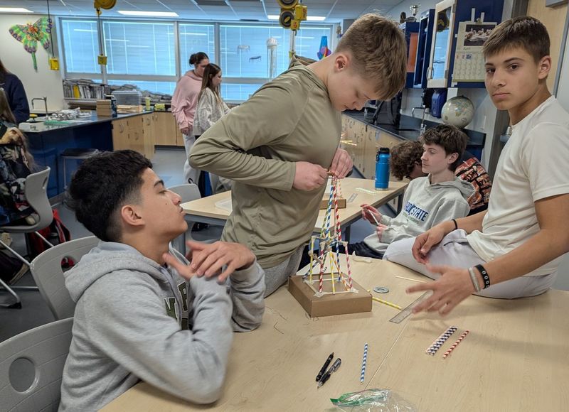 SPHS science class earthquake testing