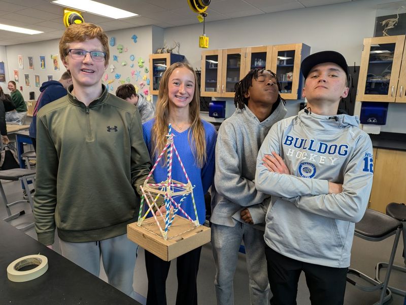 SPHS science class earthquake testing