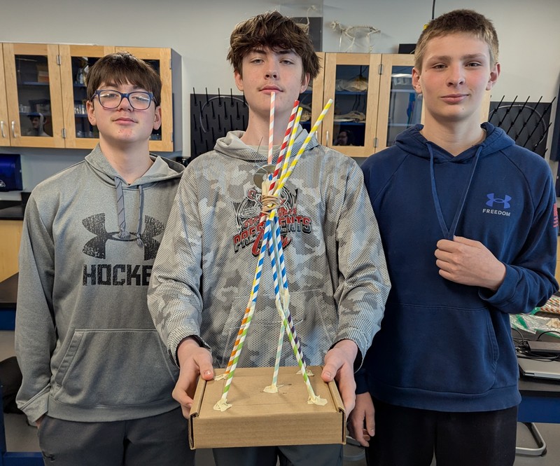 SPHS science class earthquake testing