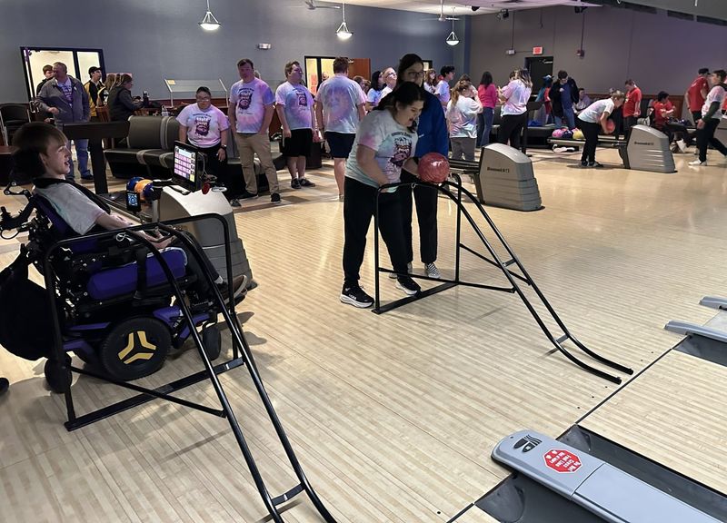 Strike Force adapted bowlers in action at the state qualifier at the Wow Zone.