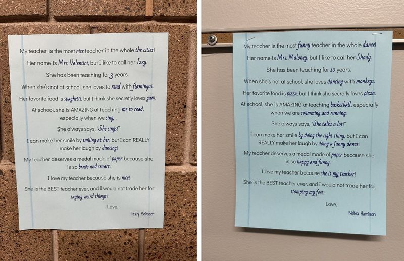 South Elementary's Mad Libs tributes to teachers